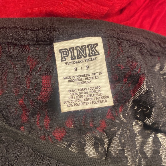 Black, see-through lace, PINK Victoria’s Secret shirt - Picture 4 of 4